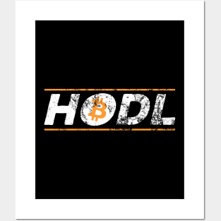 Vintage HODL Bitcoin Crypto Hold BTC Distressed Posters and Art